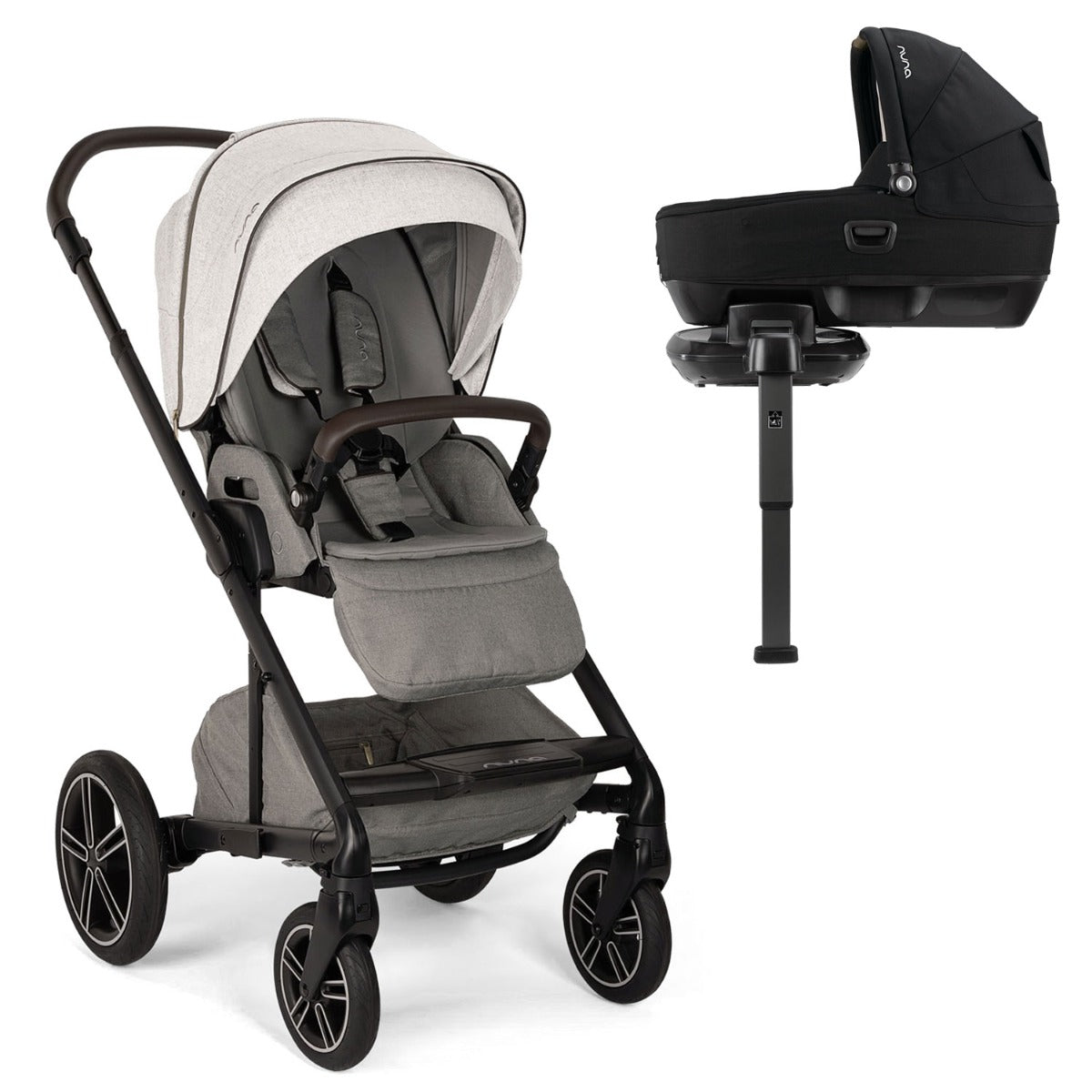 Nuna MIXX Next Pushchair + CARI Carrycot + BASE Next - Mineral 1