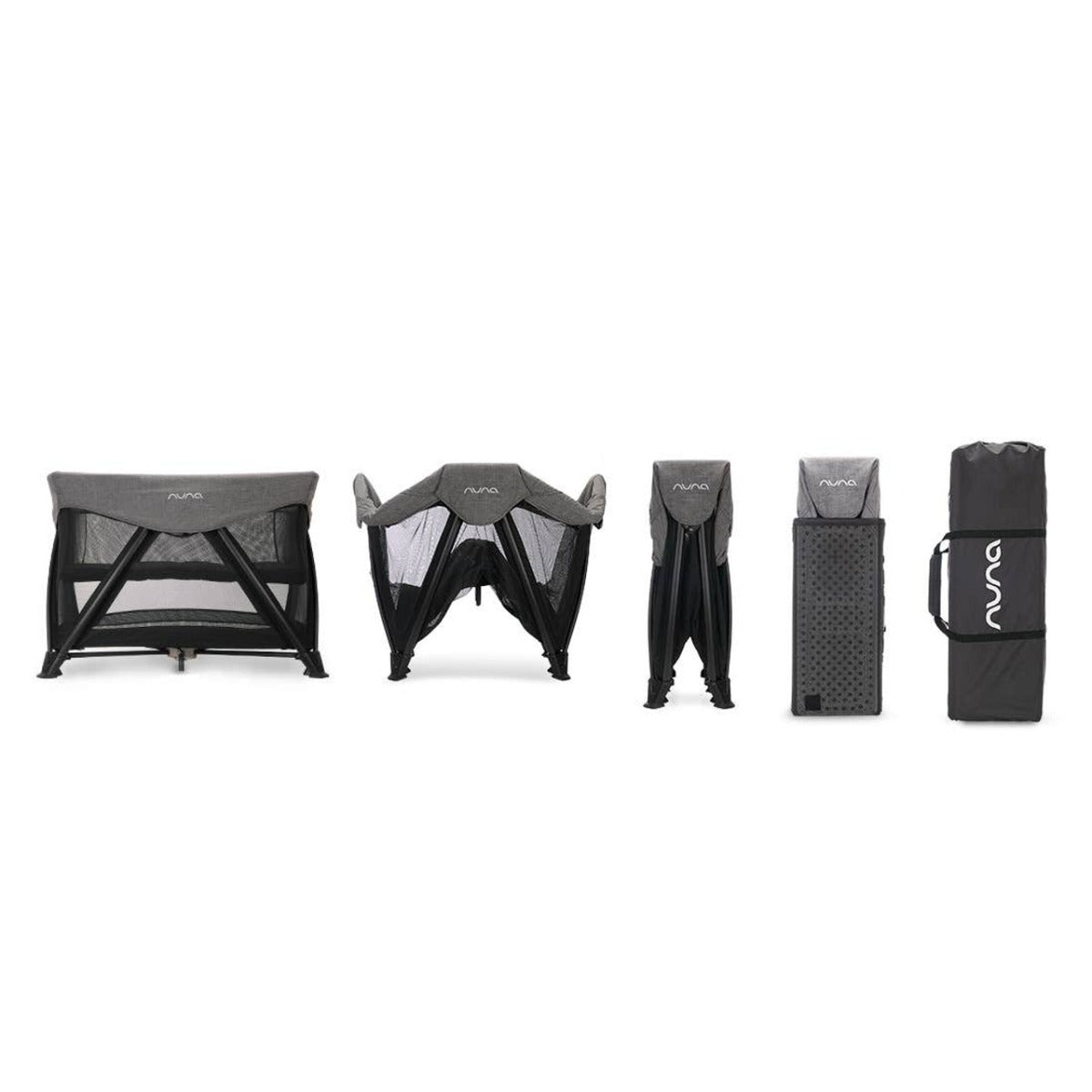 Nuna SENA Aire Travel Cot with Zip On Bassinet - Charcoal 3