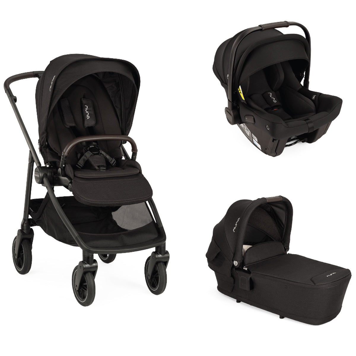 Nuna SWIV Next Stroller + LYTL Carrycot + PIPA URBN Travel System Bundle - Caviar 1