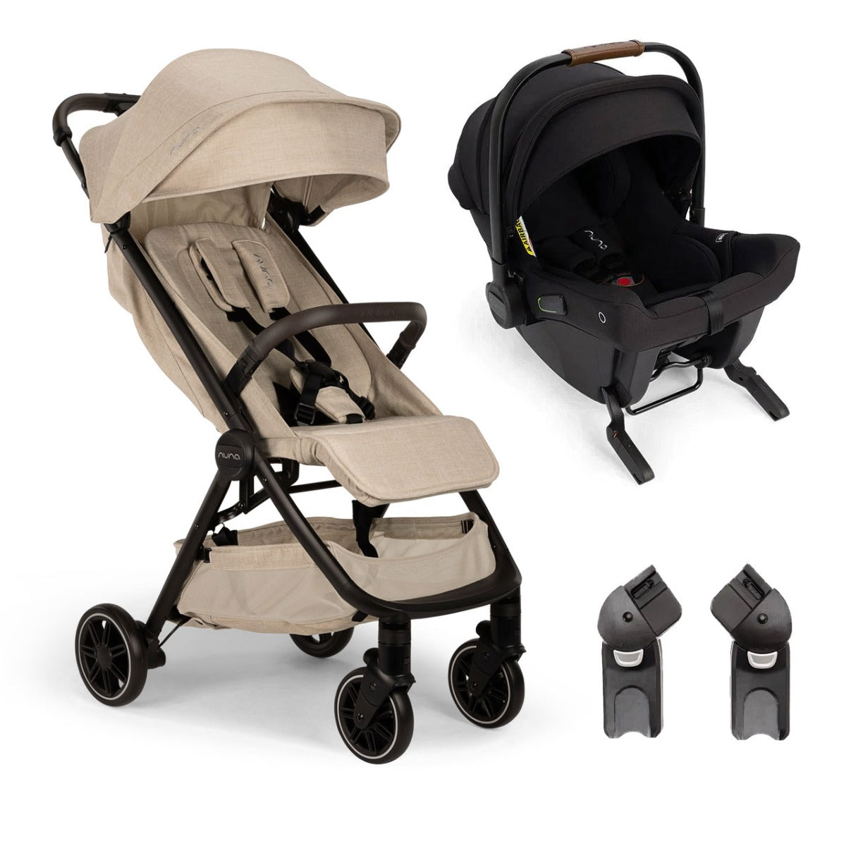 Nuna TRVL Compact Stroller with PIPA URBN Car Seat - Biscotti 1
