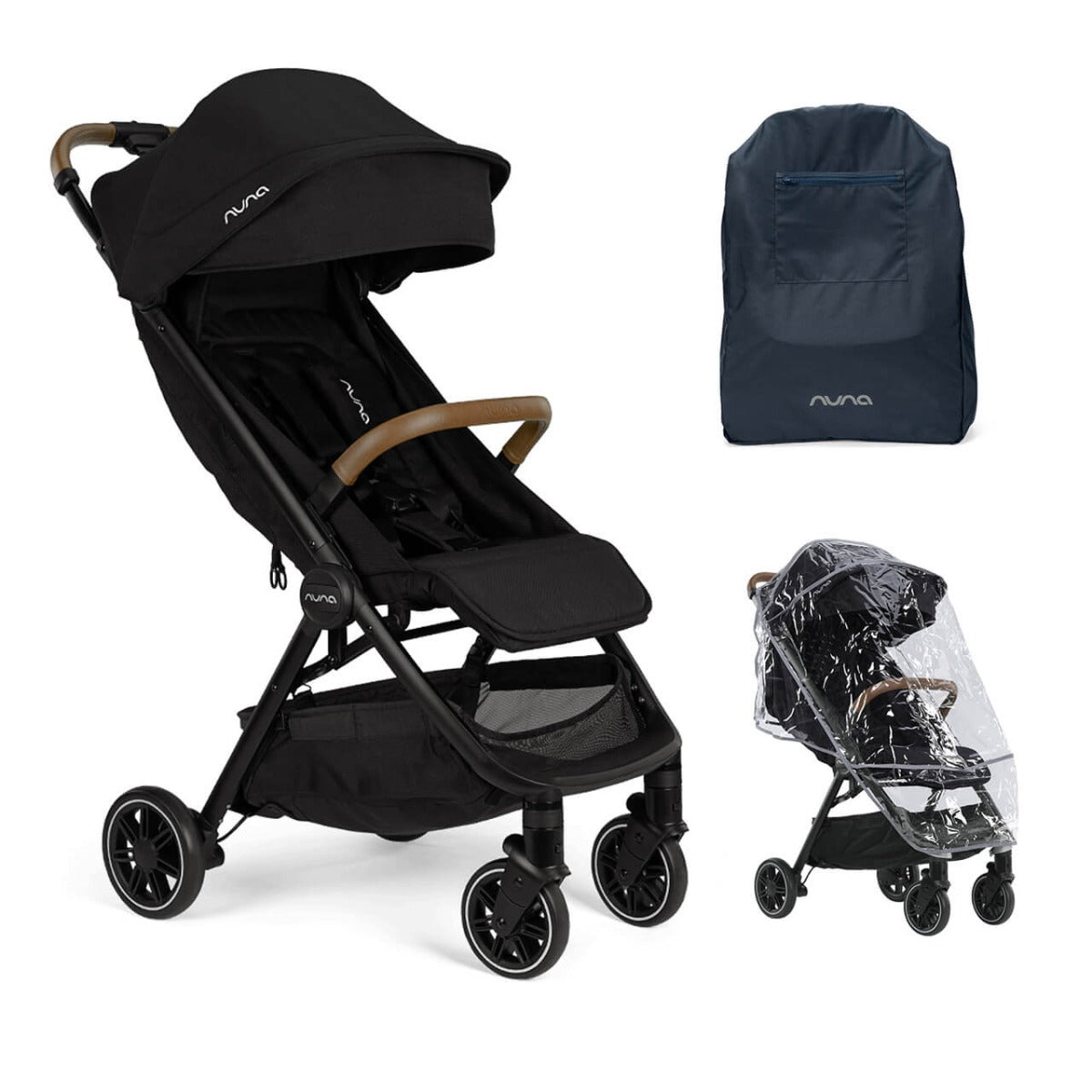 Nuna TRVL Compact Stroller with Raincover & Travel Bag - Caviar 1