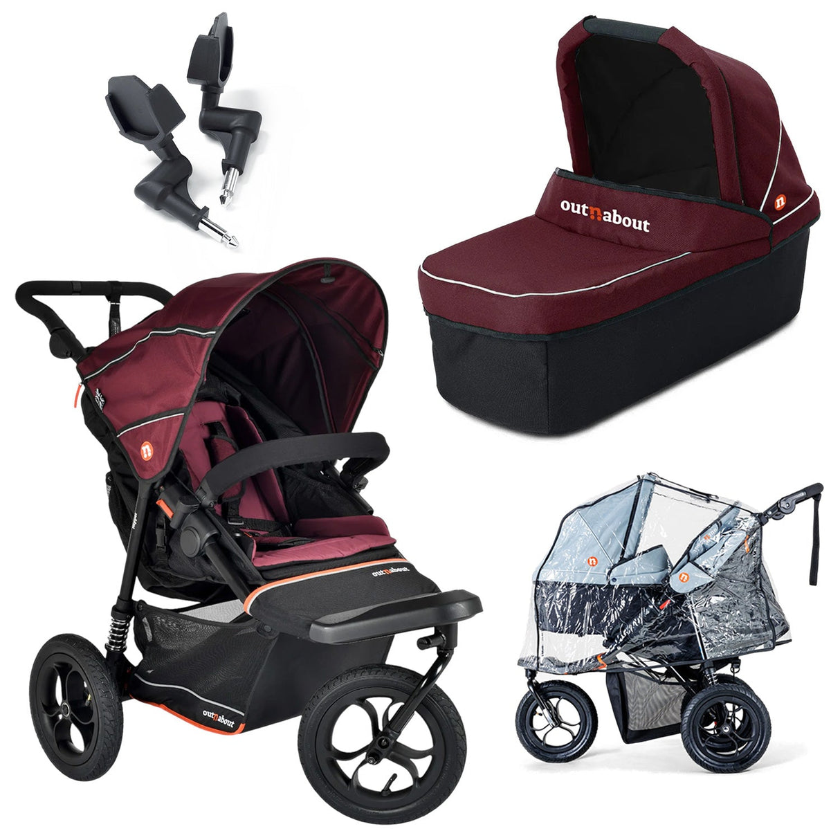 Out n About Nipper V6 Single Cybex Cloud T Newborn Bundle - Brambleberry Red 6