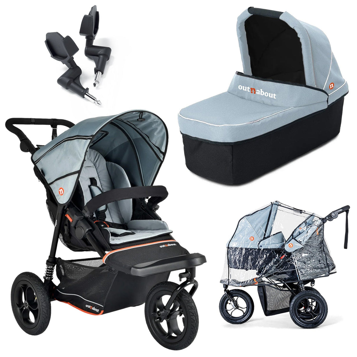 Out n About Nipper V6 Single Newborn Bundle - Rocksalt Grey 1