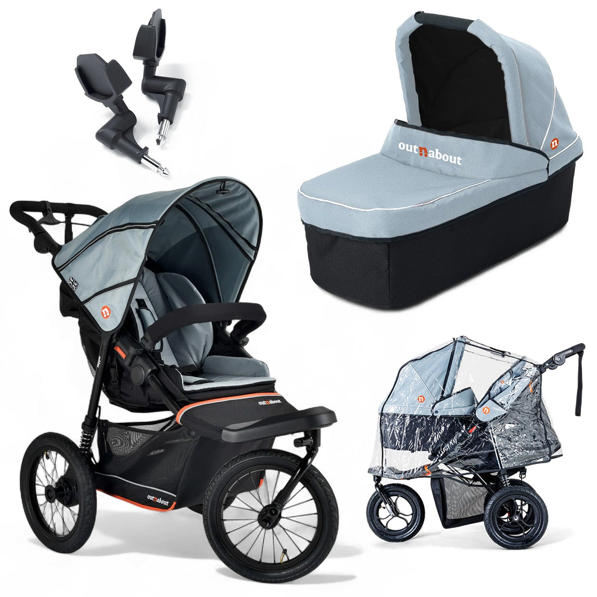 Out n About Nipper V6 Plus Single Newborn Bundle - Rocksalt Grey 1