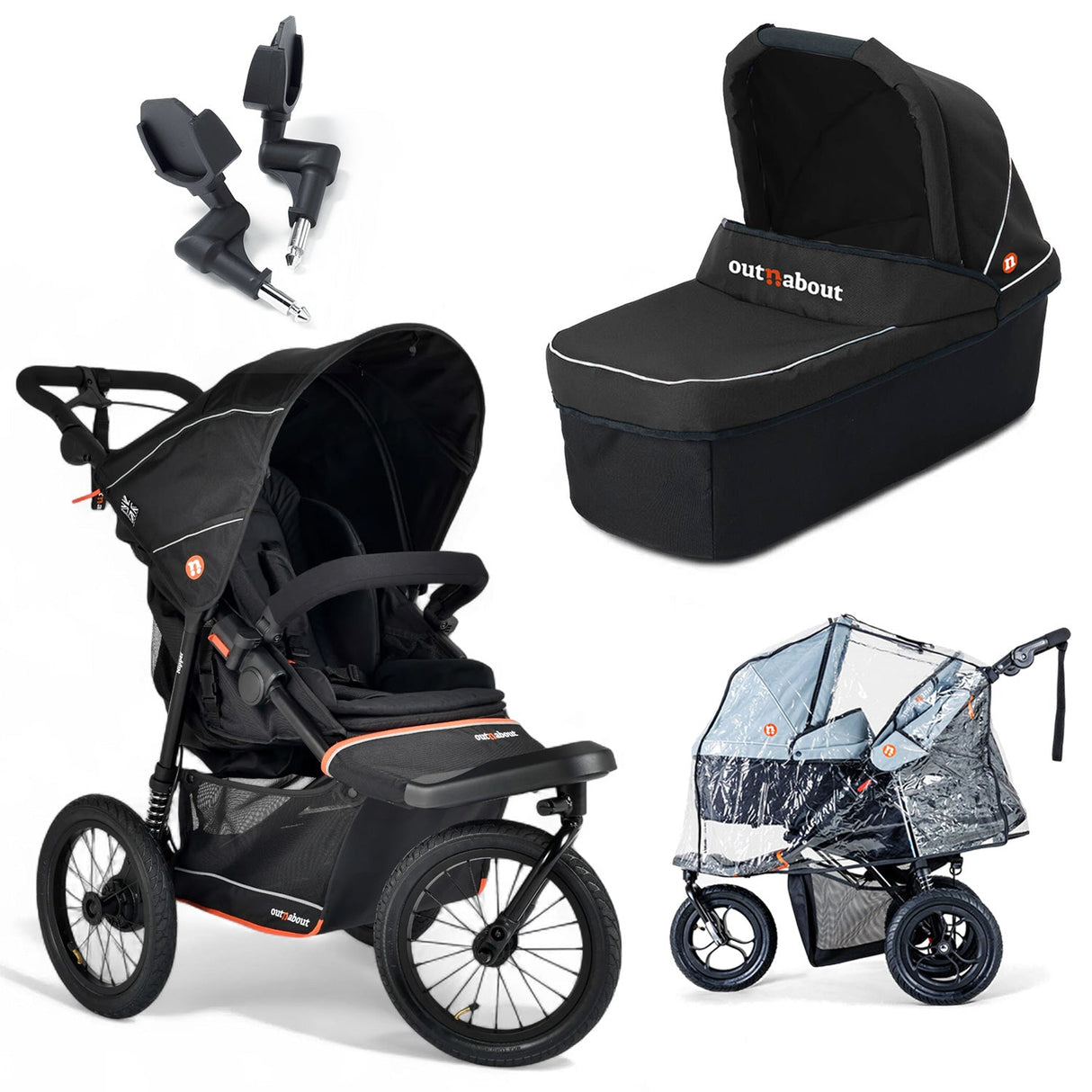 Out n About Nipper V6 Plus Single Newborn Bundle - Summit Black 1