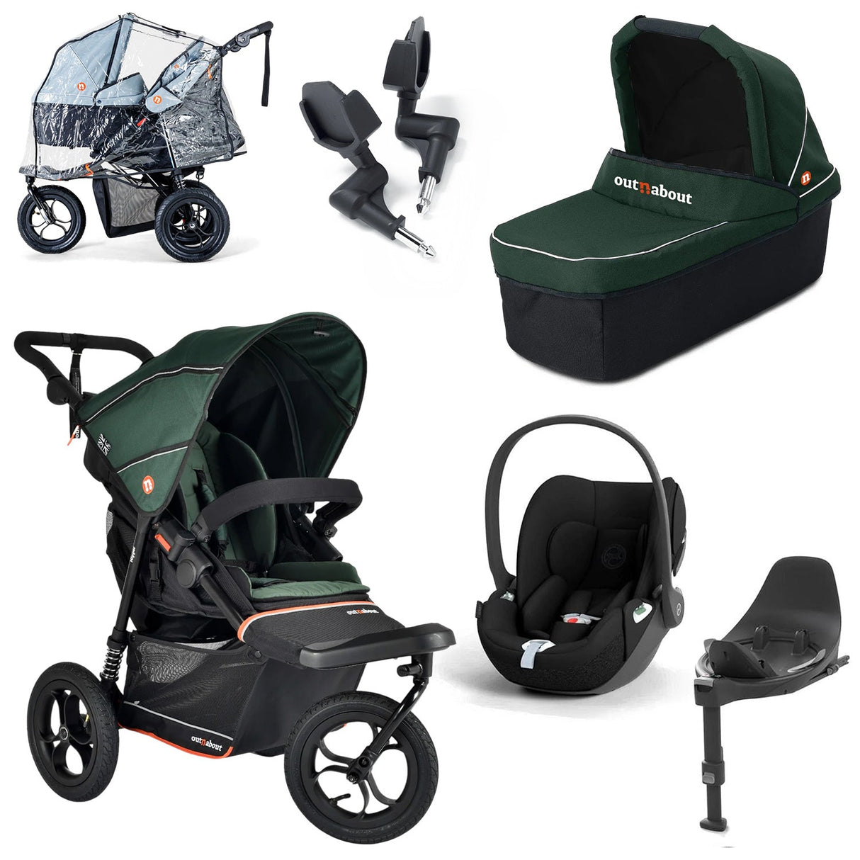 Out n About Nipper V6 Single Cybex Cloud T Newborn Bundle - Sycamore Green 1