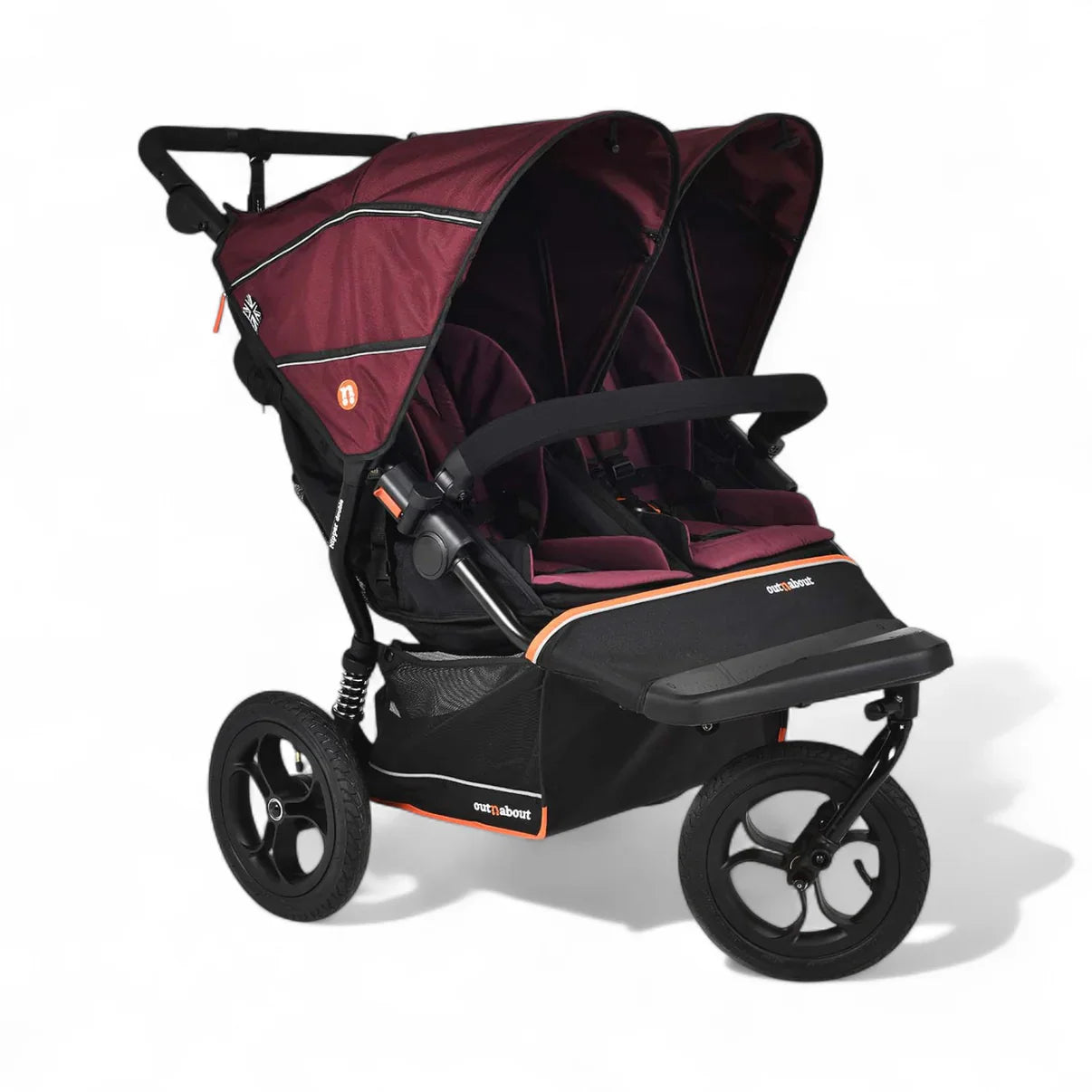 Out n About Nipper V6 Double Pushchair - Brambleberry Red 1