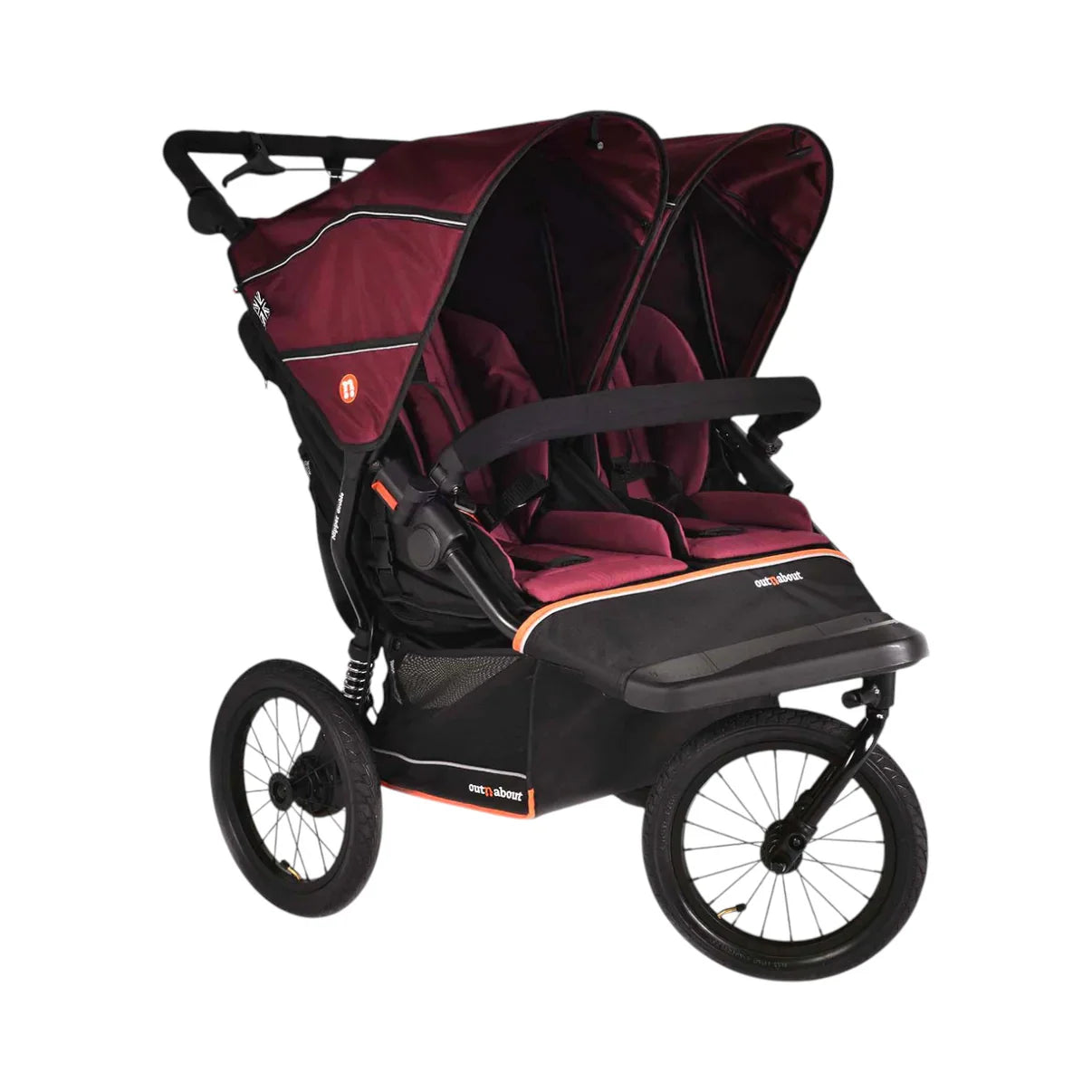 Out n About Nipper V6 Plus Double Pushchair - Brambleberry Red 1