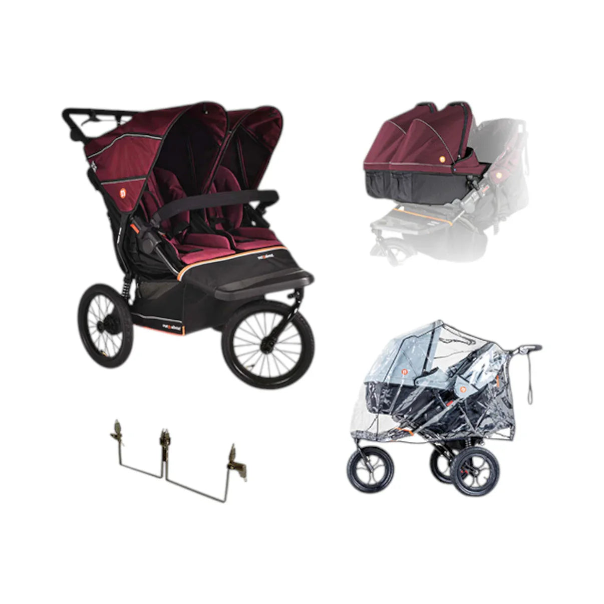 Out n About Nipper V6 Plus Twin Bundle - Brambleberry Red 1