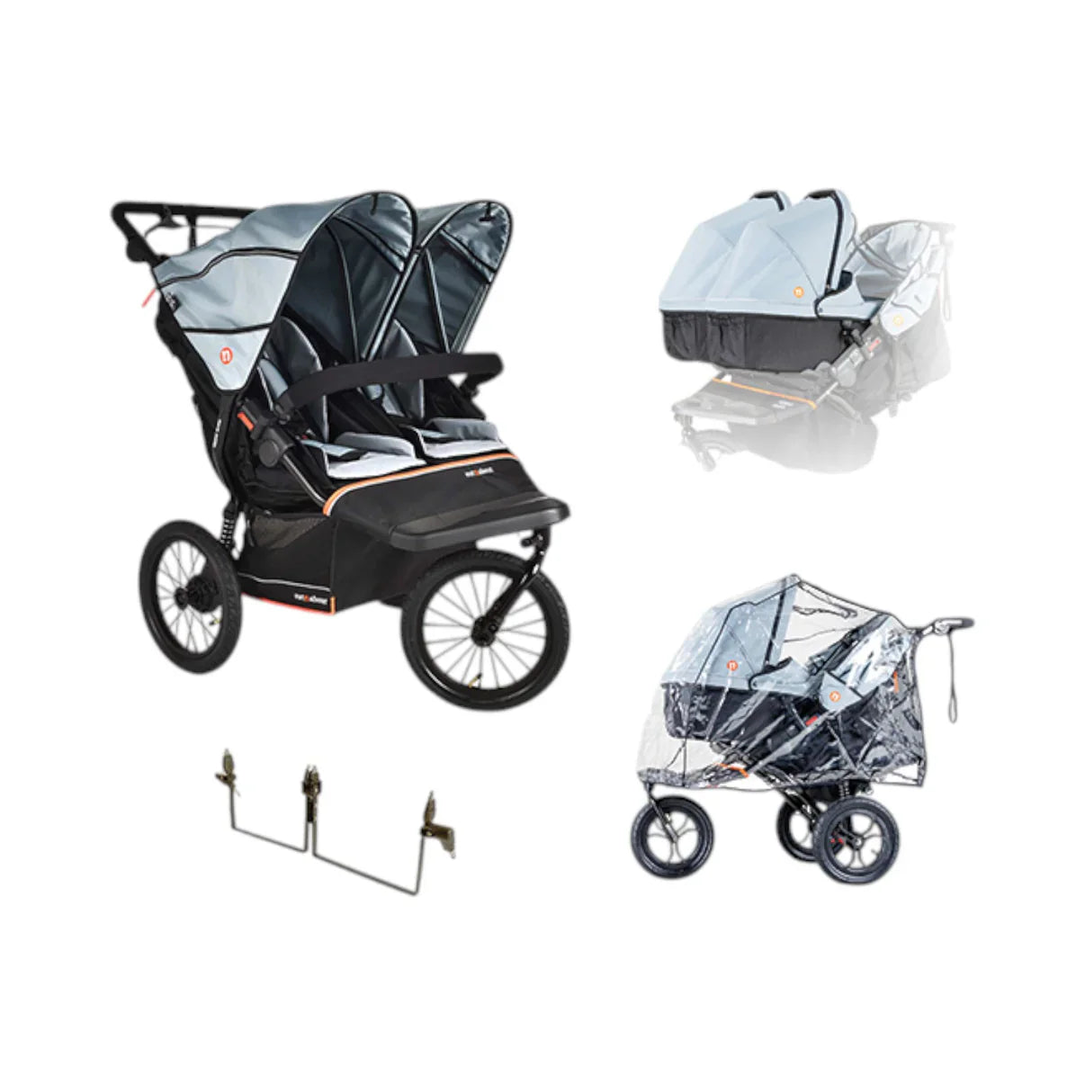Out n About Nipper V6 Plus Twin Bundle - Rocksalt Grey 1