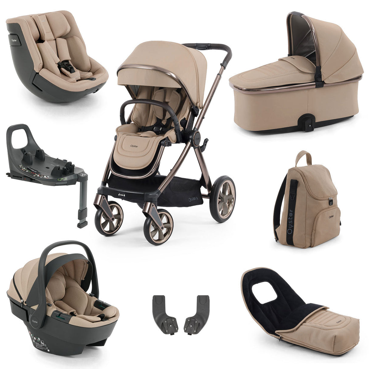 BabyStyle Oyster 4 Luxury Baby & Toddler 360 Car Seat Bundle - Fawn