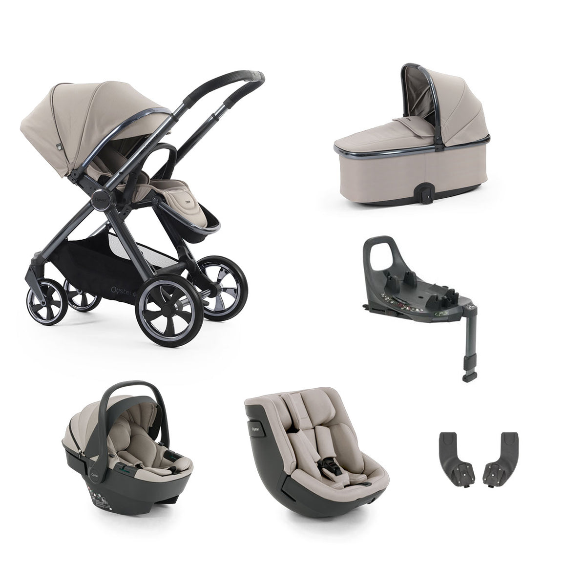 BabyStyle Oyster 4 Essential Baby & Toddler 360 Car Seat Bundle - Stone