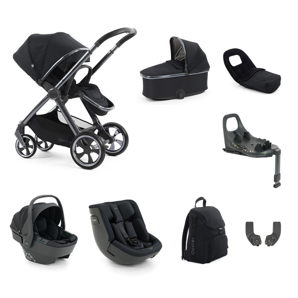 BabyStyle Oyster 4 Luxury Baby & Toddler 360 Car Seat Bundle - Carbonite