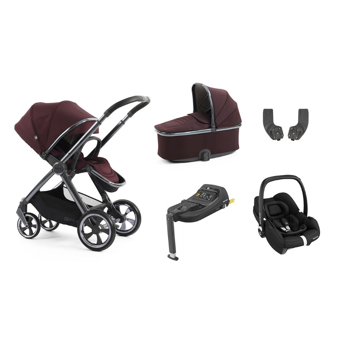 BabyStyle Oyster 4 Essential 5 Piece Maxi-Cosi Cabriofix i-Size Bundle - Mulberry 1