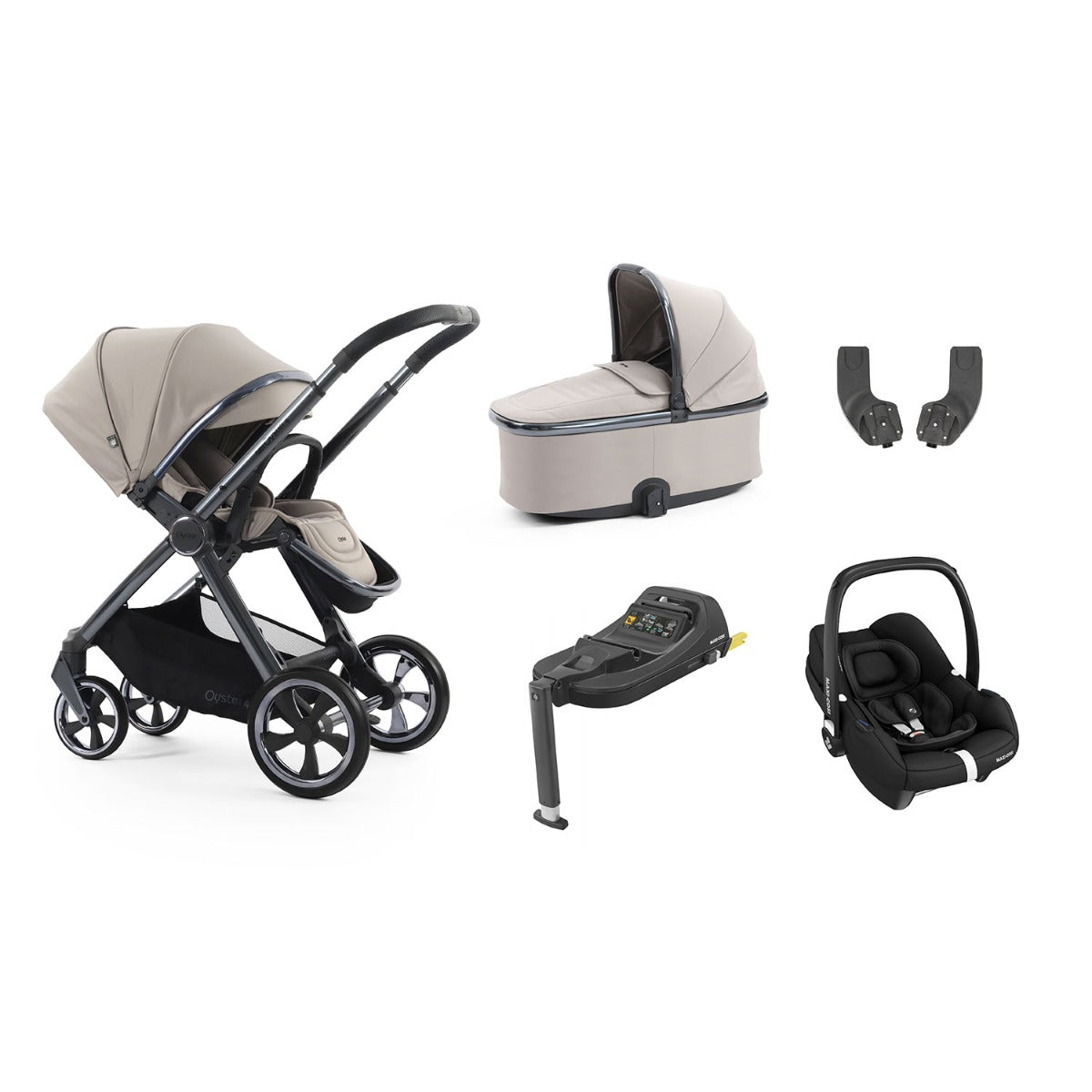 BabyStyle Oyster 4 Essential 5 Piece Maxi-Cosi Cabriofix i-Size Bundle - Stone 1