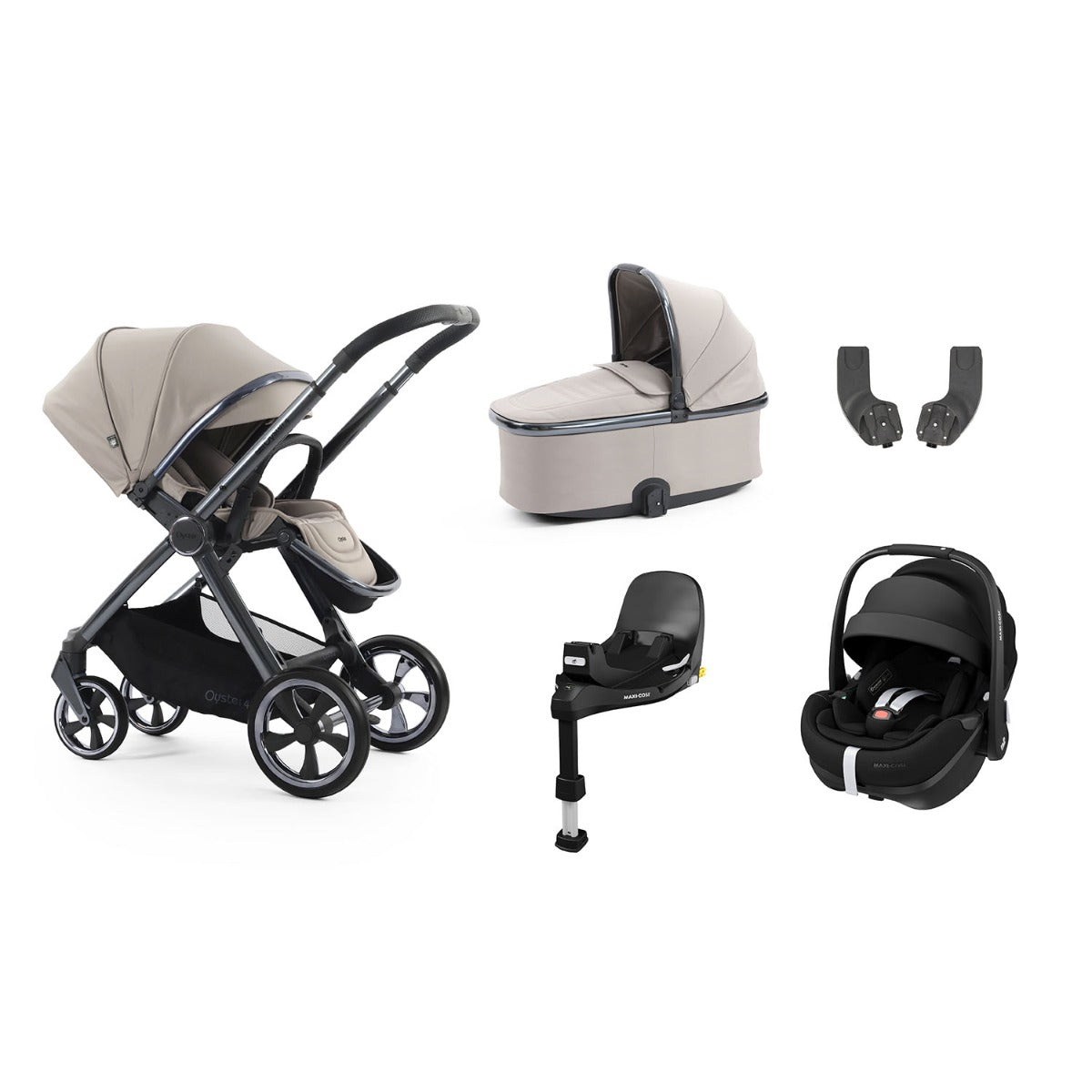 BabyStyle Oyster 4 Essential 5 Piece Maxi-Cosi Pebble 360 Pro2 Bundle - Stone 1