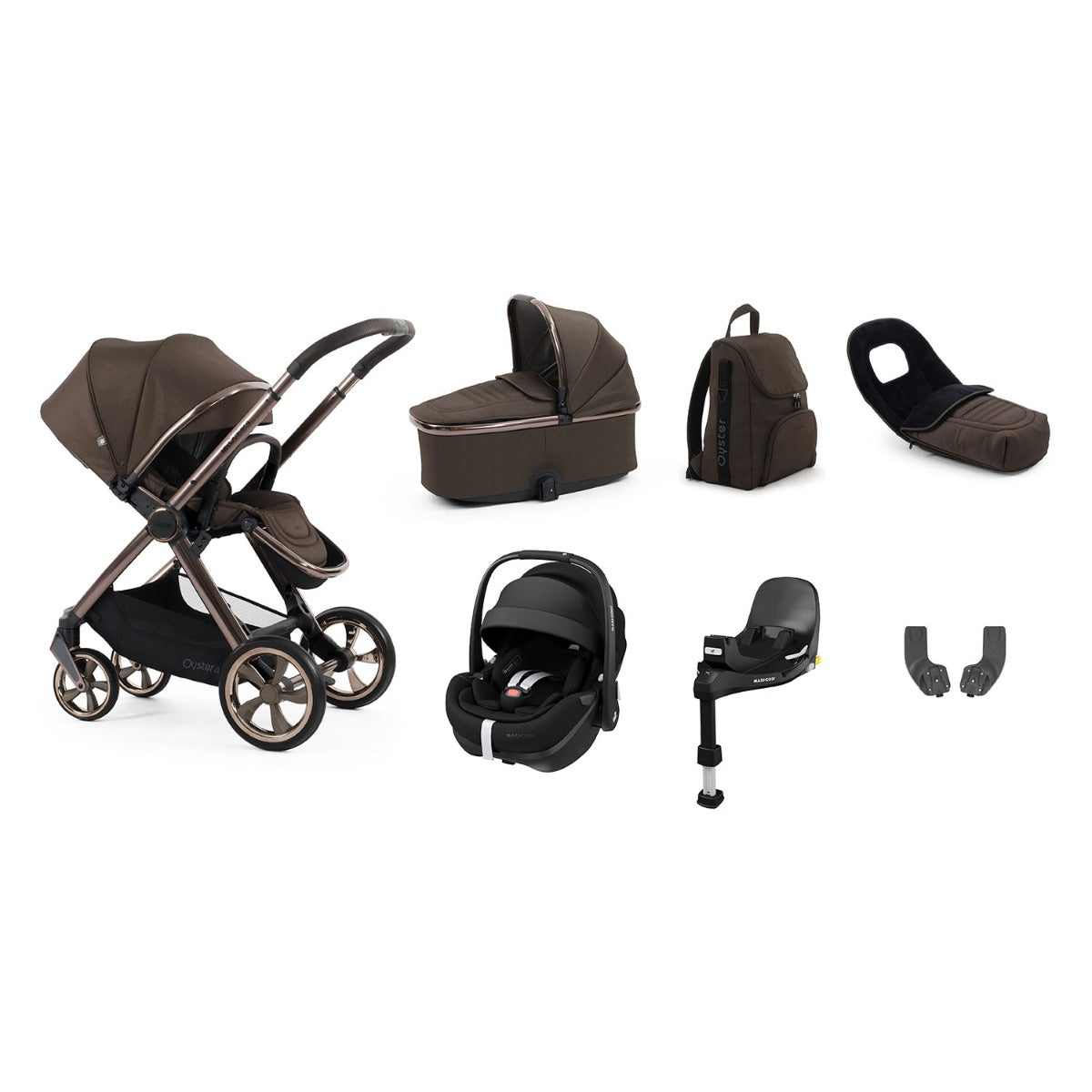 BabyStyle Oyster 4 Luxury 7 Piece Maxi-Cosi Pebble 360 Pro2 Bundle - Chocolate Velvet 1