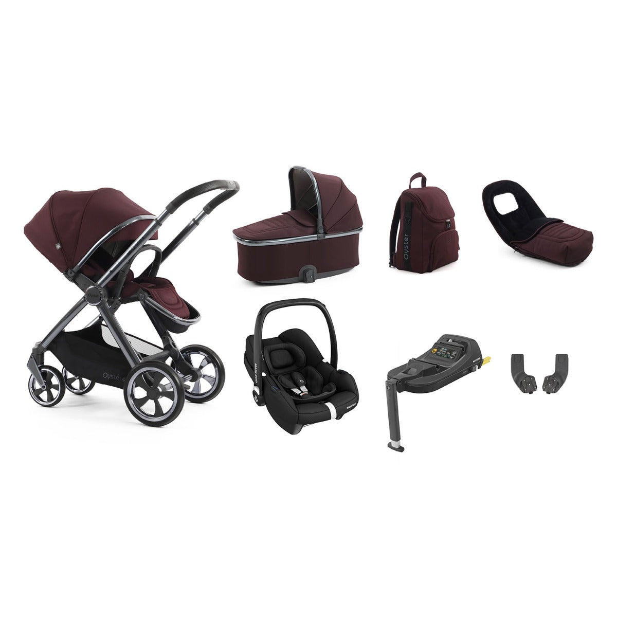 BabyStyle Oyster 4 Luxury 7 Piece Maxi-Cosi Cabriofix i-Size Bundle - Mulberry 1