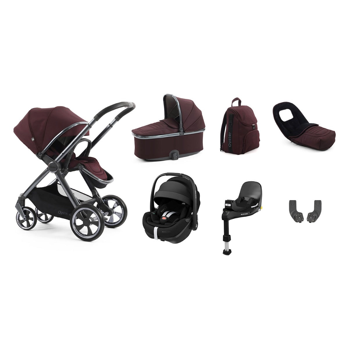 BabyStyle Oyster 4 Luxury 7 Piece Maxi-Cosi Pebble 360 Pro2 Bundle - Mulberry 1