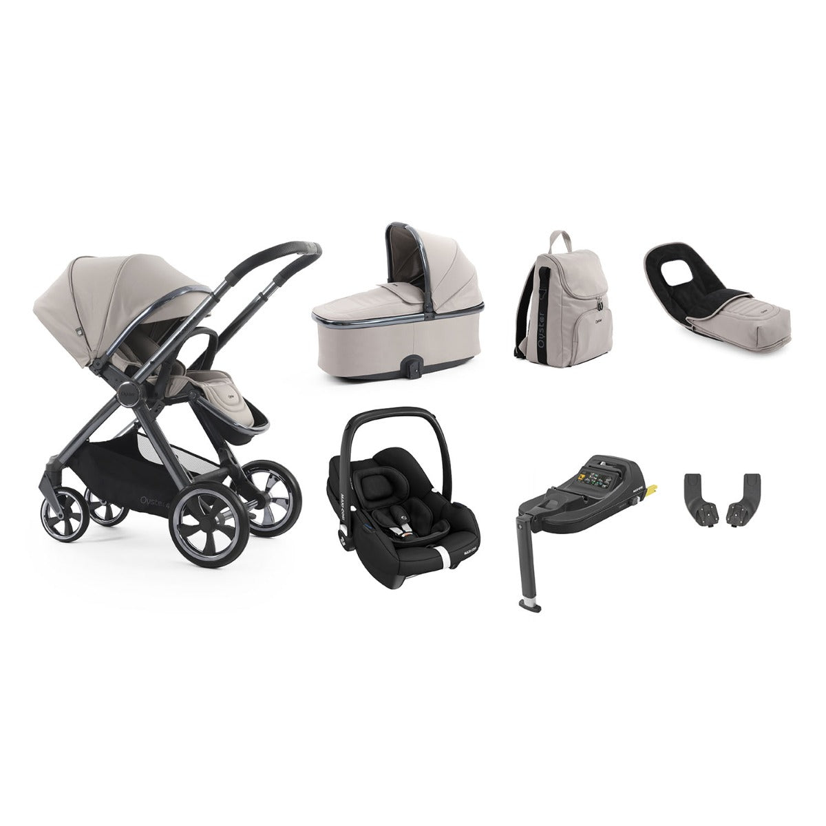BabyStyle Oyster 4 Luxury 7 Piece Maxi-Cosi Cabriofix i-Size Bundle - Stone 1