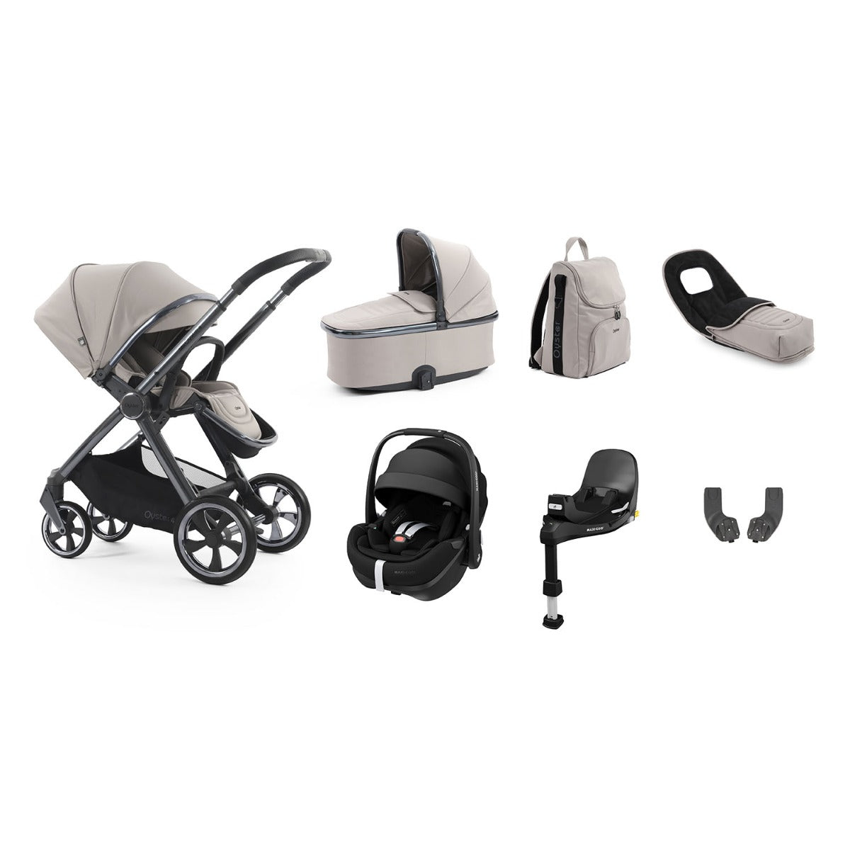 BabyStyle Oyster 4 Luxury 7 Piece Maxi-Cosi Pebble 360 Pro2 Bundle - Stone 1