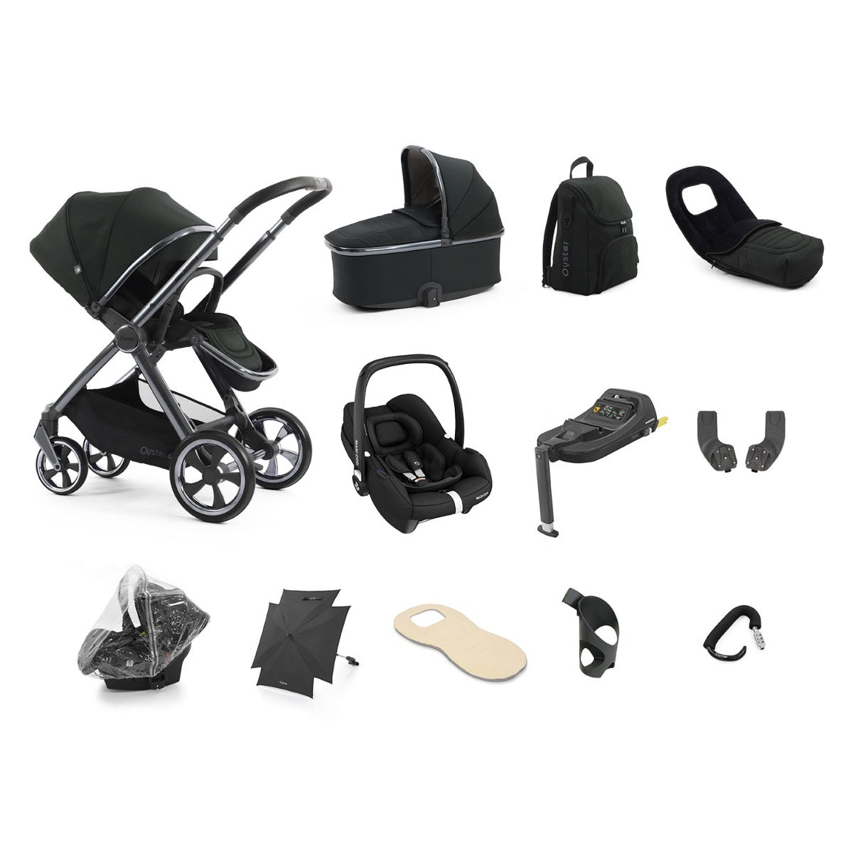 BabyStyle Oyster 4 Ultimate 12 Piece Maxi-Cosi Cabriofix i-Size Bundle - Black Olive 1