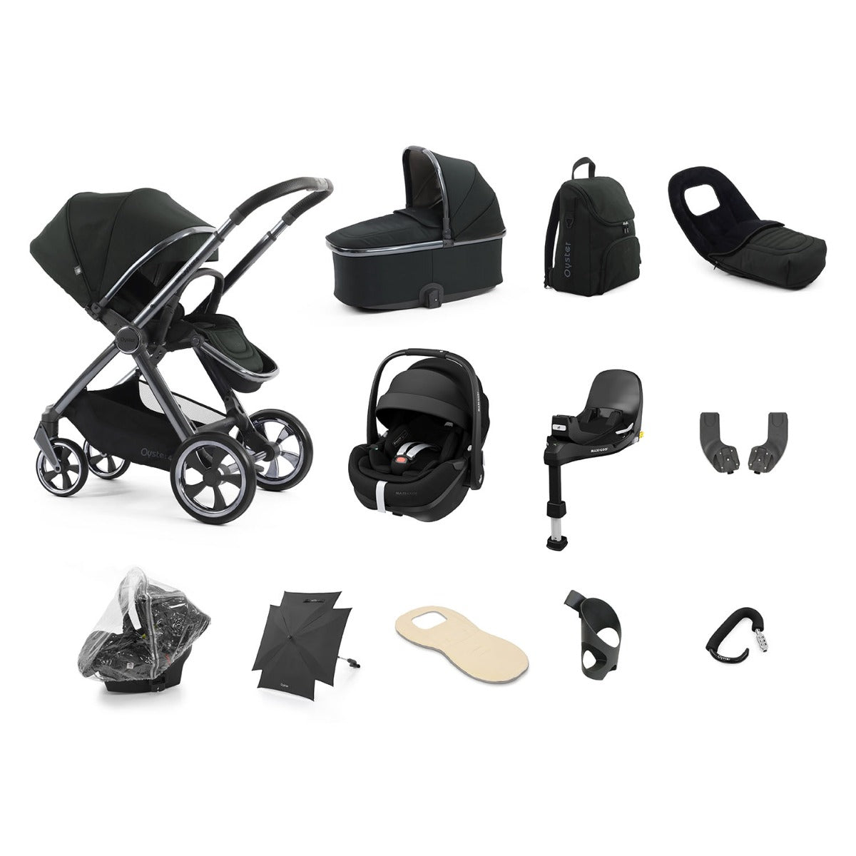 BabyStyle Oyster 4 Ultimate 12 Piece Maxi-Cosi Pebble 360 Pro2 Bundle - Black Olive 1