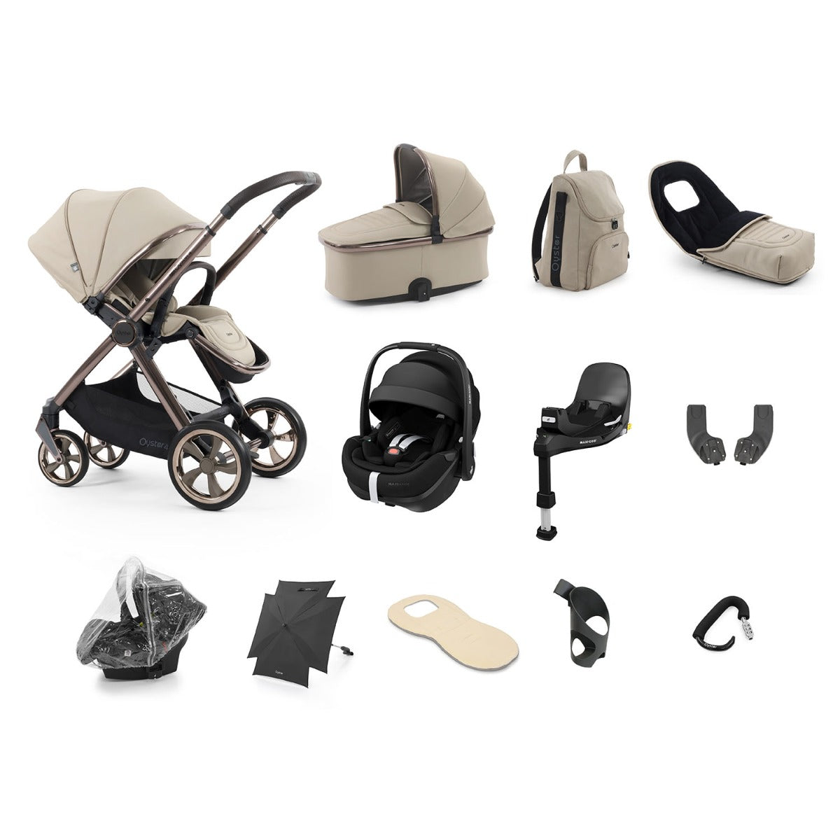 BabyStyle Oyster 4 Ultimate 12 Piece Maxi-Cosi Pebble 360 Pro2 Bundle - Buttermilk 1