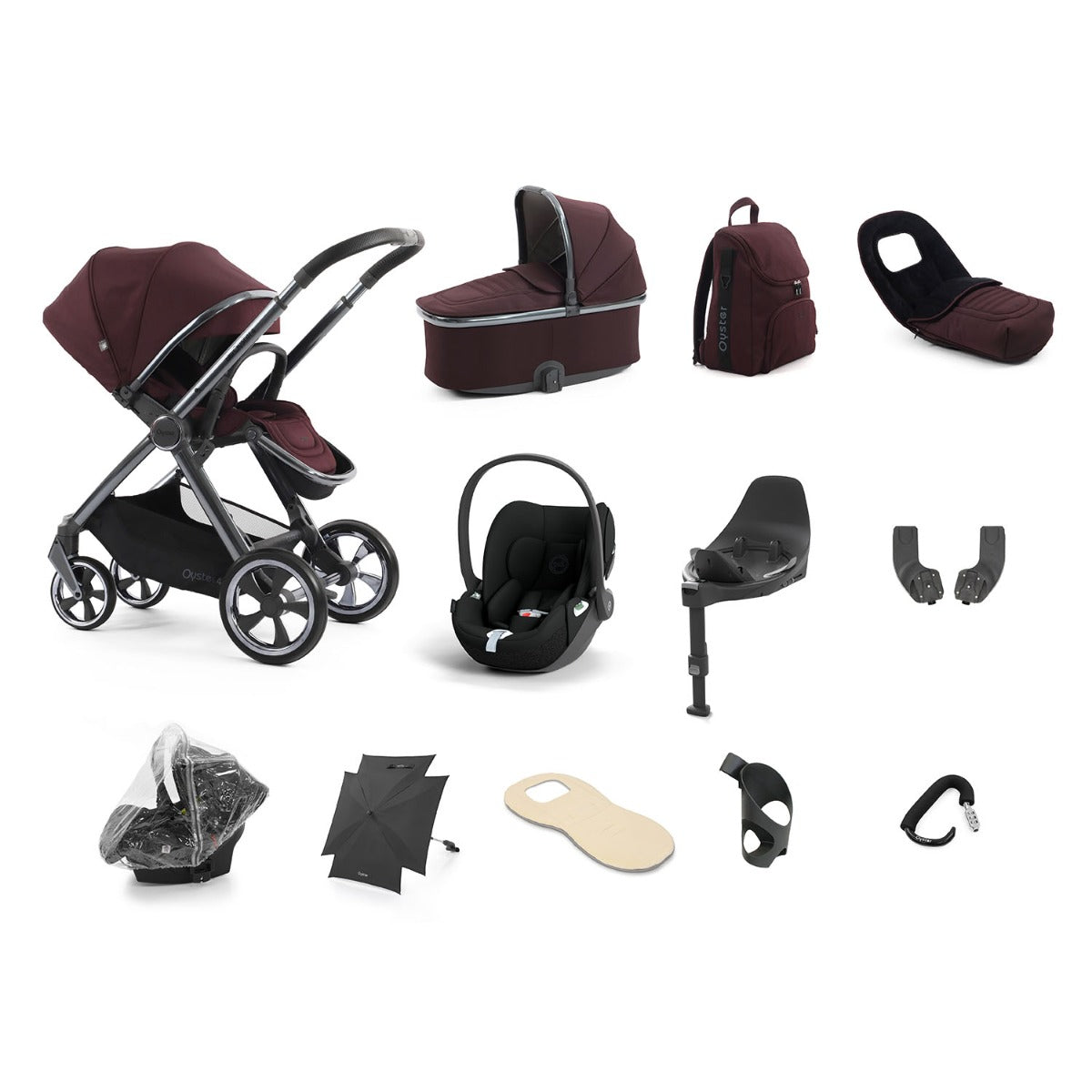 BabyStyle Oyster 4 Ultimate 12 Piece Cybex Cloud T Bundle - Mulberry 1
