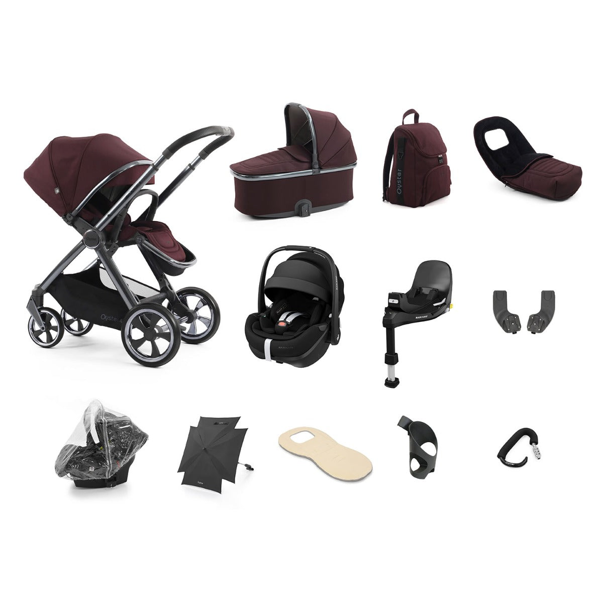 BabyStyle Oyster 4 Ultimate 12 Piece Maxi-Cosi Pebble 360 Pro2 Bundle - Mulberry 1