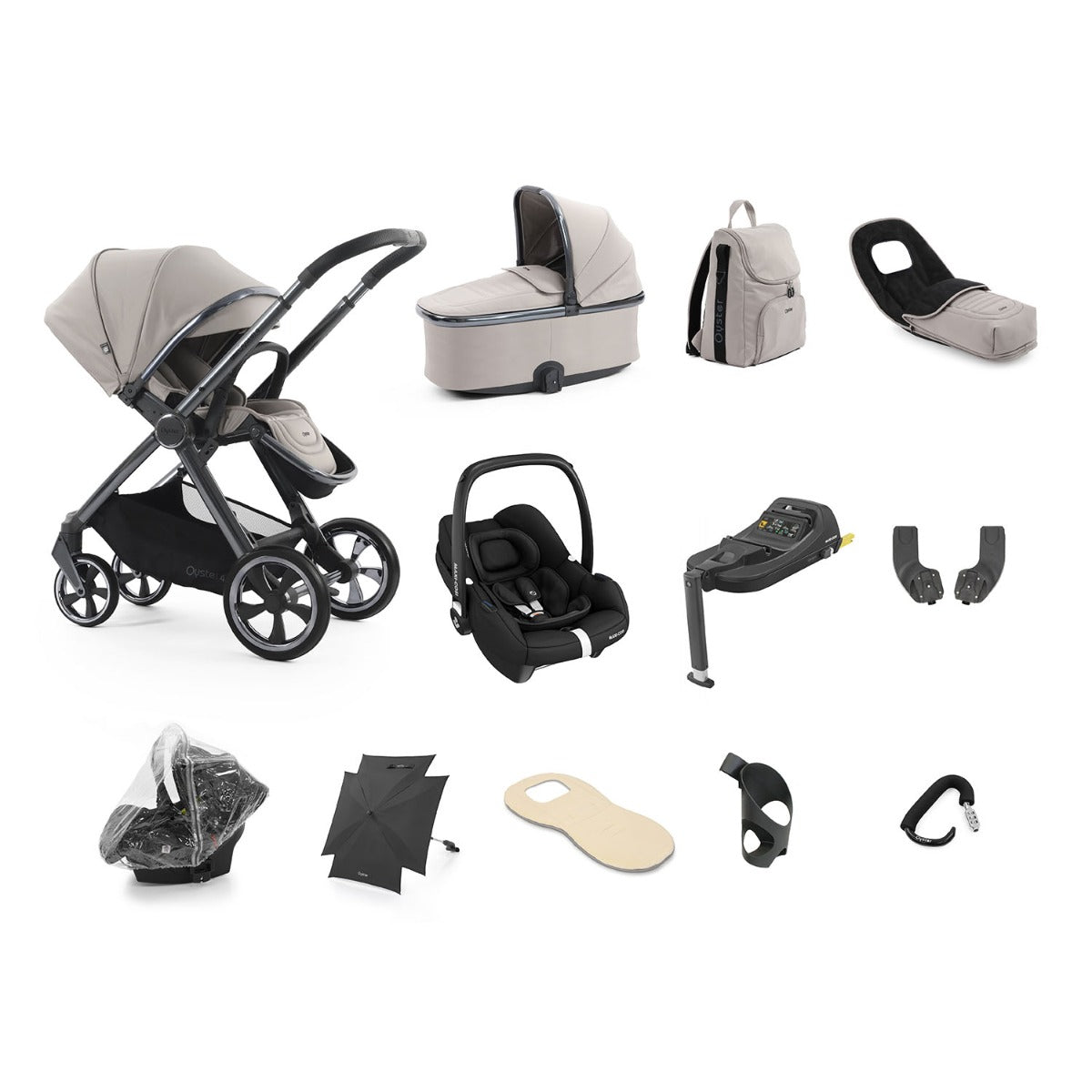 BabyStyle Oyster 4 Ultimate 12 Piece Maxi-Cosi Cabriofix i-Size Bundle - Stone 1