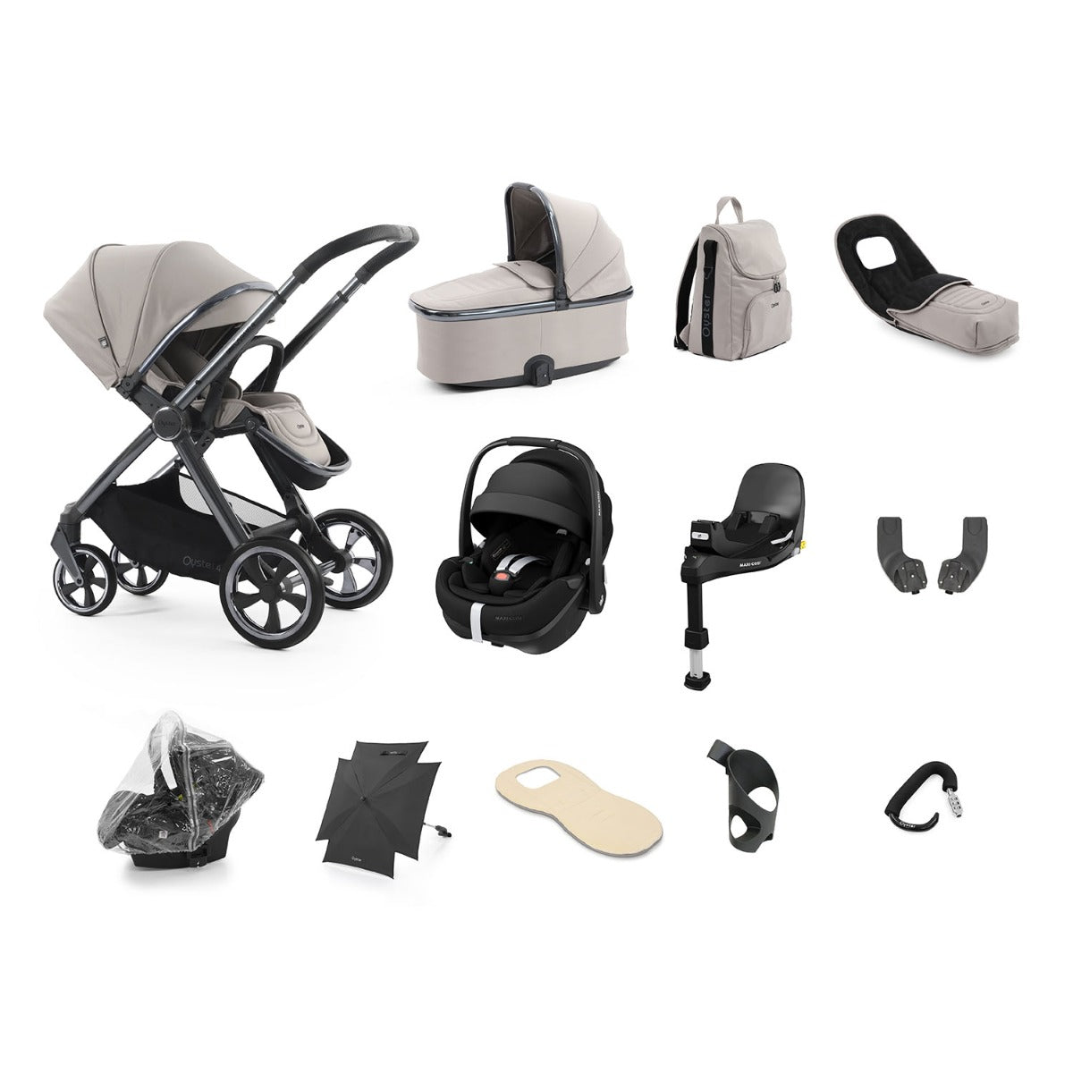 BabyStyle Oyster 4 Ultimate 12 Piece Maxi-Cosi Pebble 360 Pro2 Bundle - Stone 1