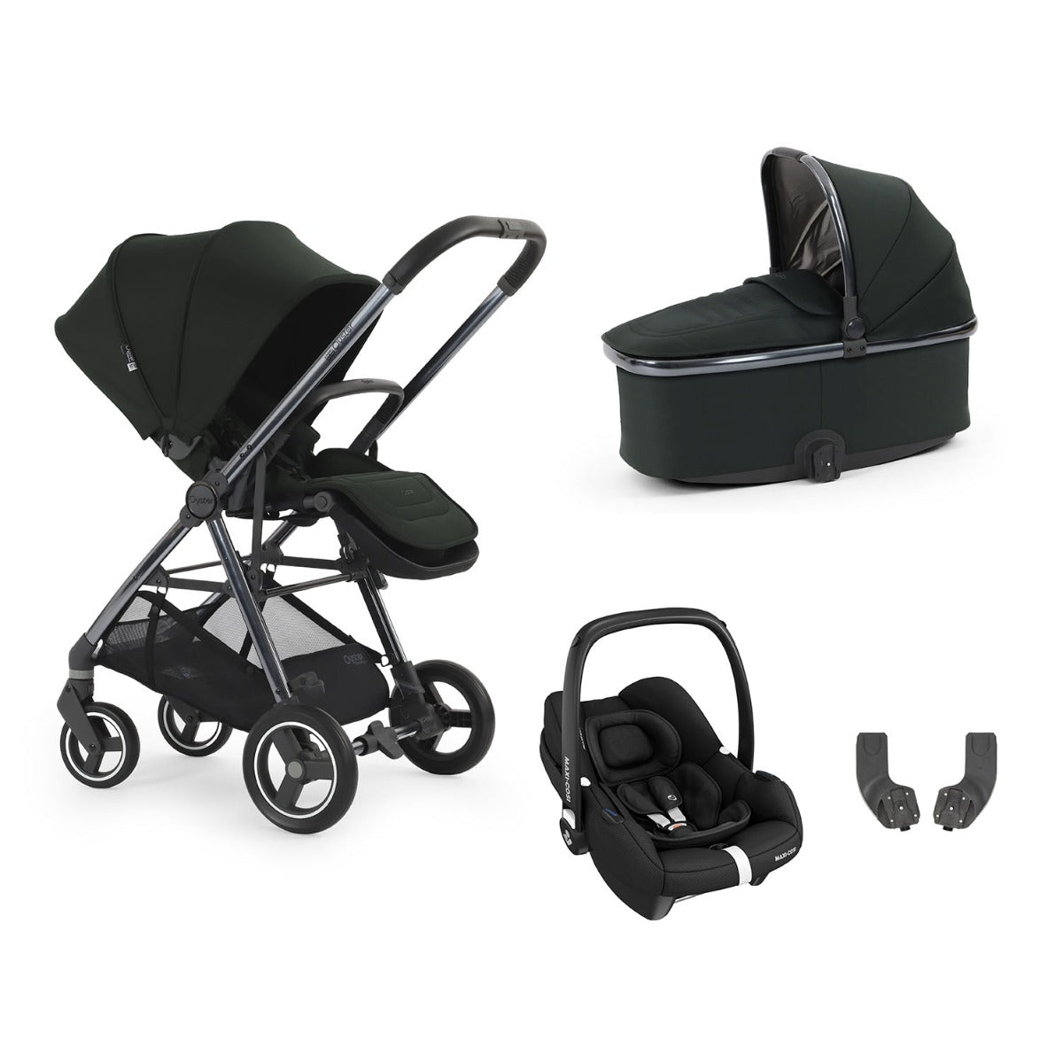 BabyStyle Oyster Gravity+ 4 Piece Maxi-Cosi Cabriofix iSize Bundle - Black Olive 1