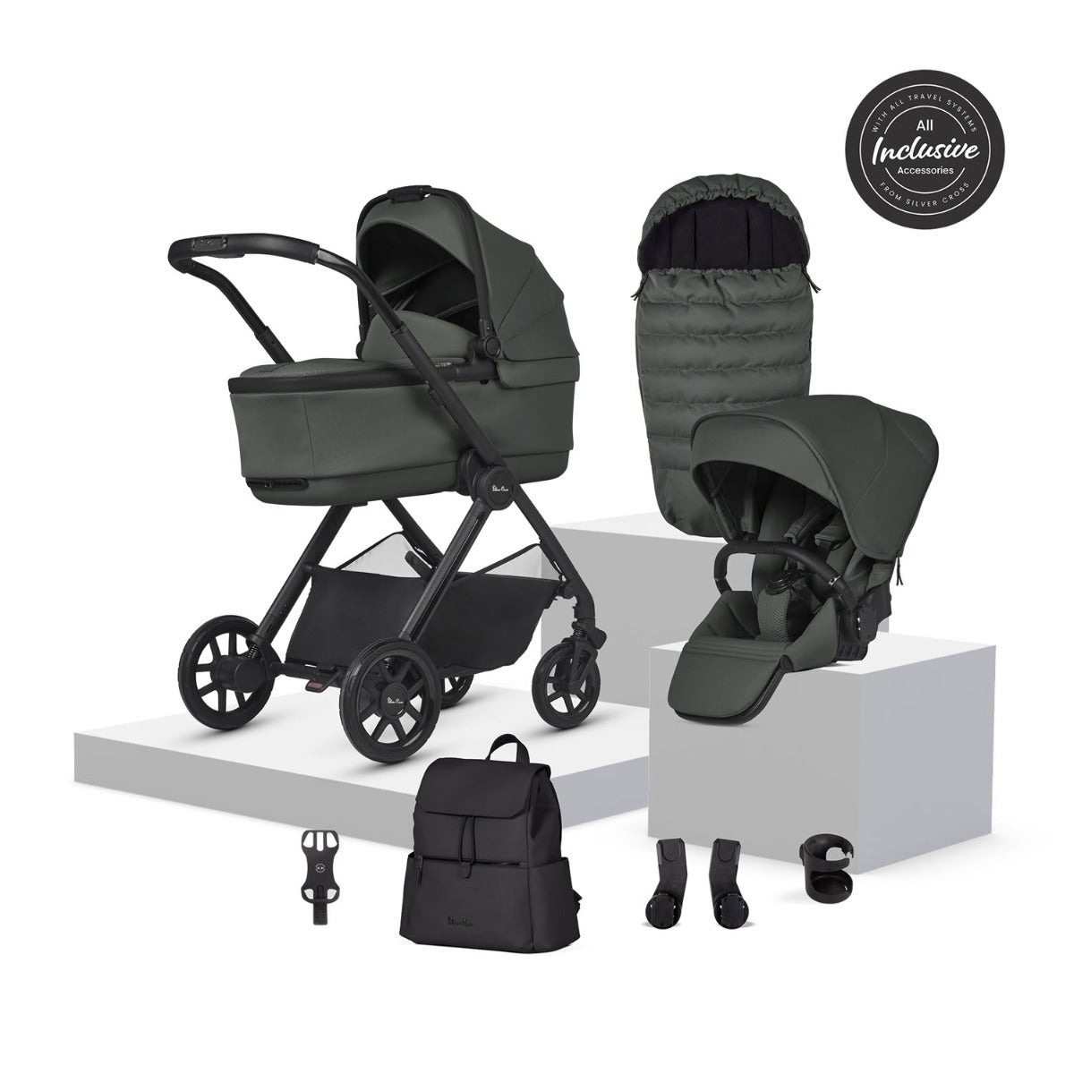 Silver Cross Reef 2 with First Bed Folding Carrycot and Accessory Bundle - Pewter 3