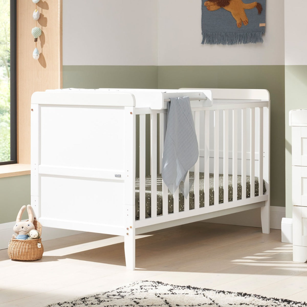 Tutti Bambini Rio Cot Bed with Cot Top Changer & Mattress - White 1