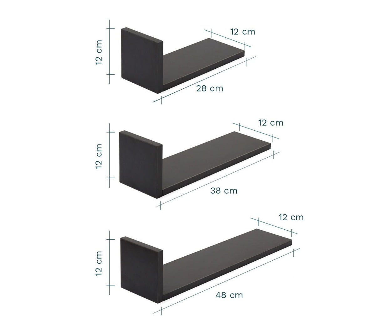 Tutti Bambini Rio Set of Three L-Shaped Wall Shelves - Slate Grey 6