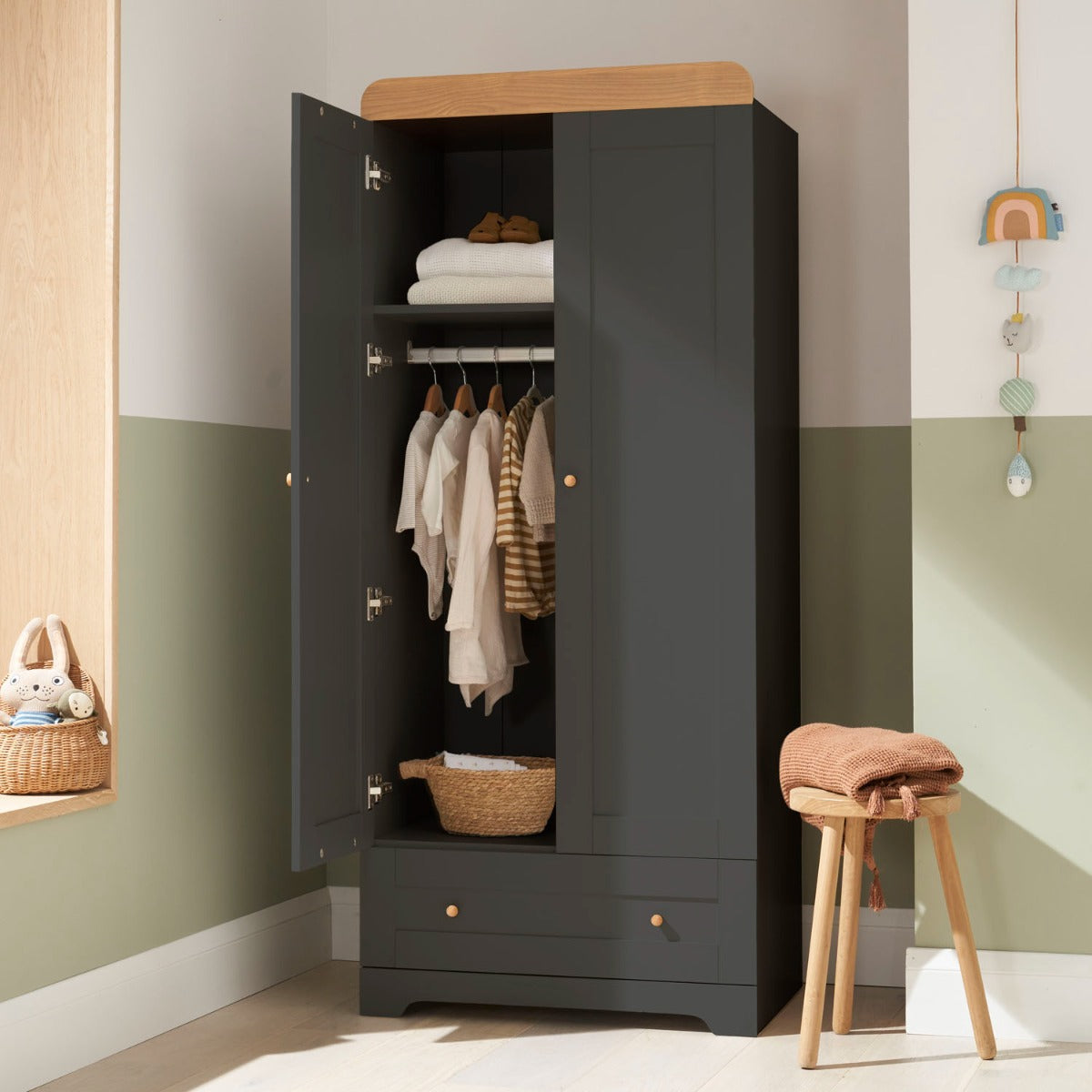 Tutti Bambini Rio Wardrobe - Slate/Oak 2
