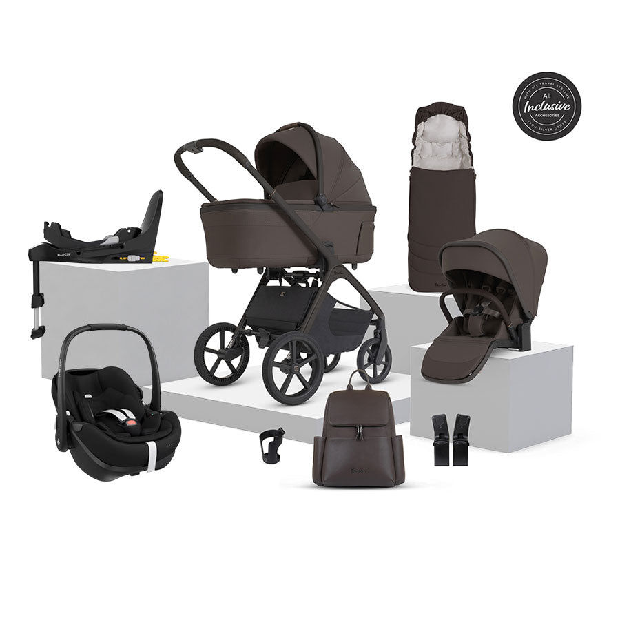 Silver Cross Cove 2 Ultimate Maxi-Cosi Pebble 360 Pro2 Car Seat Bundle - Chocolate