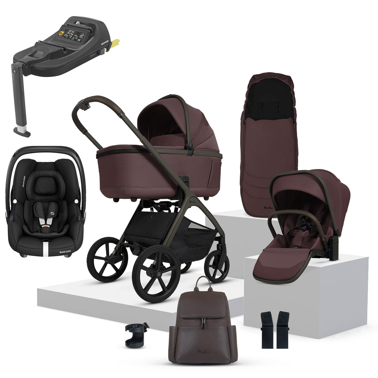 Silver Cross Cove Ultimate Maxi-Cosi Cabriofix i-Size Car Seat Bundle - Damson 1