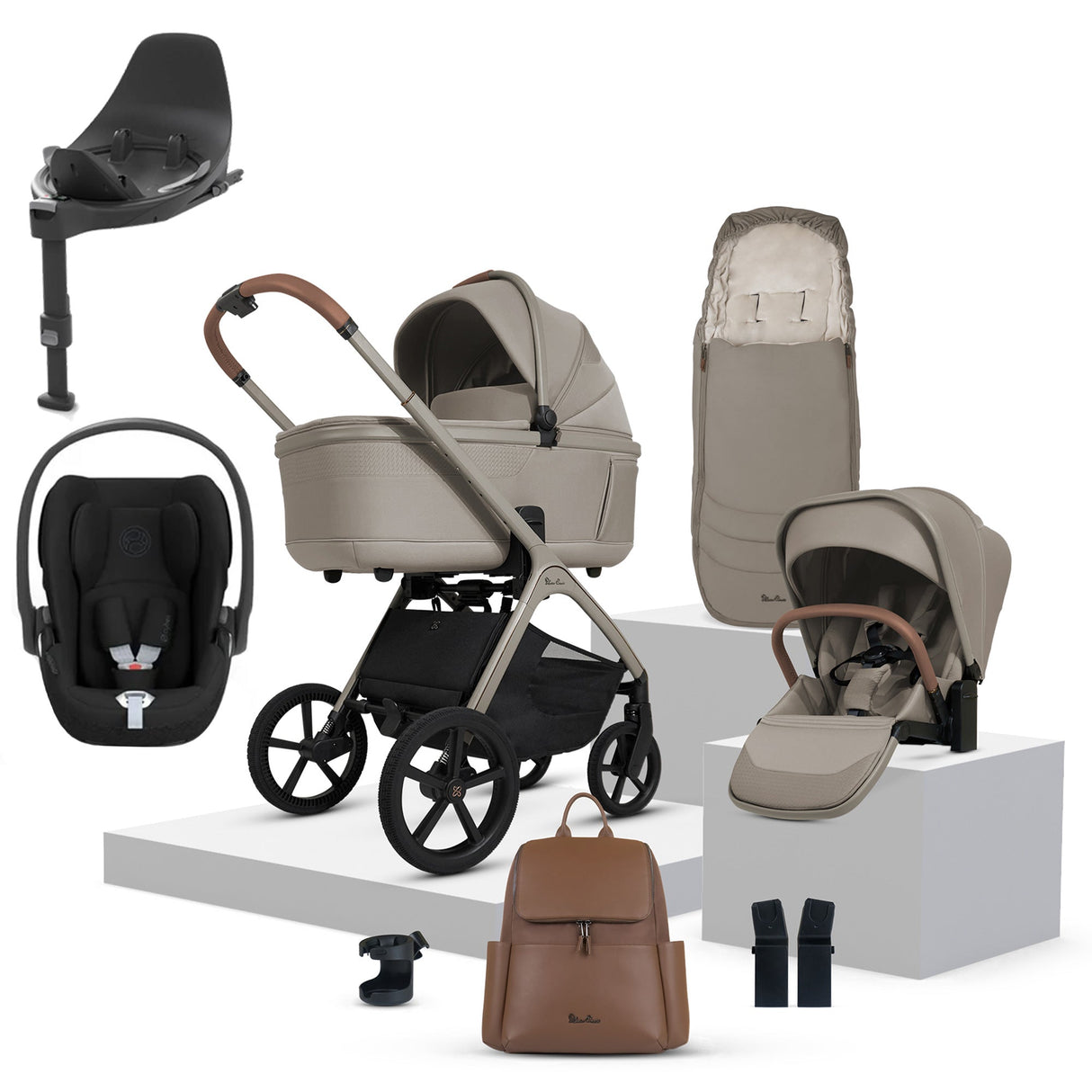 Silver Cross Cove Ultimate Cybex Cloud T Car Seat Bundle - Champagne 1