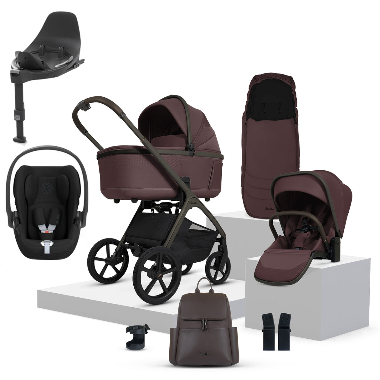 Silver Cross Cove Ultimate Cybex Cloud T Car Seat Bundle - Damson 1