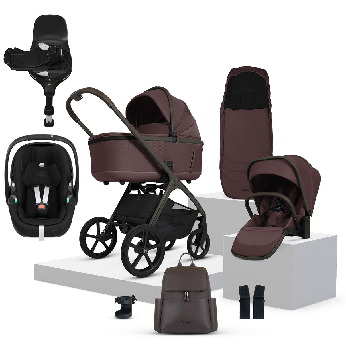 Silver Cross Cove Ultimate Maxi-Cosi Pebble 360 Pro2 Car Seat Bundle - Damson 1