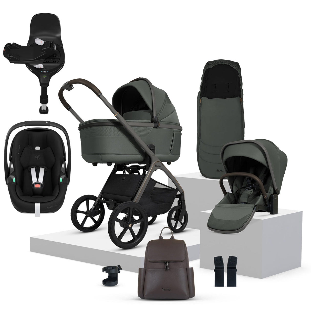 Silver Cross Cove Ultimate Maxi-Cosi Pebble 360 Pro2 Car Seat Bundle - Pewter 1