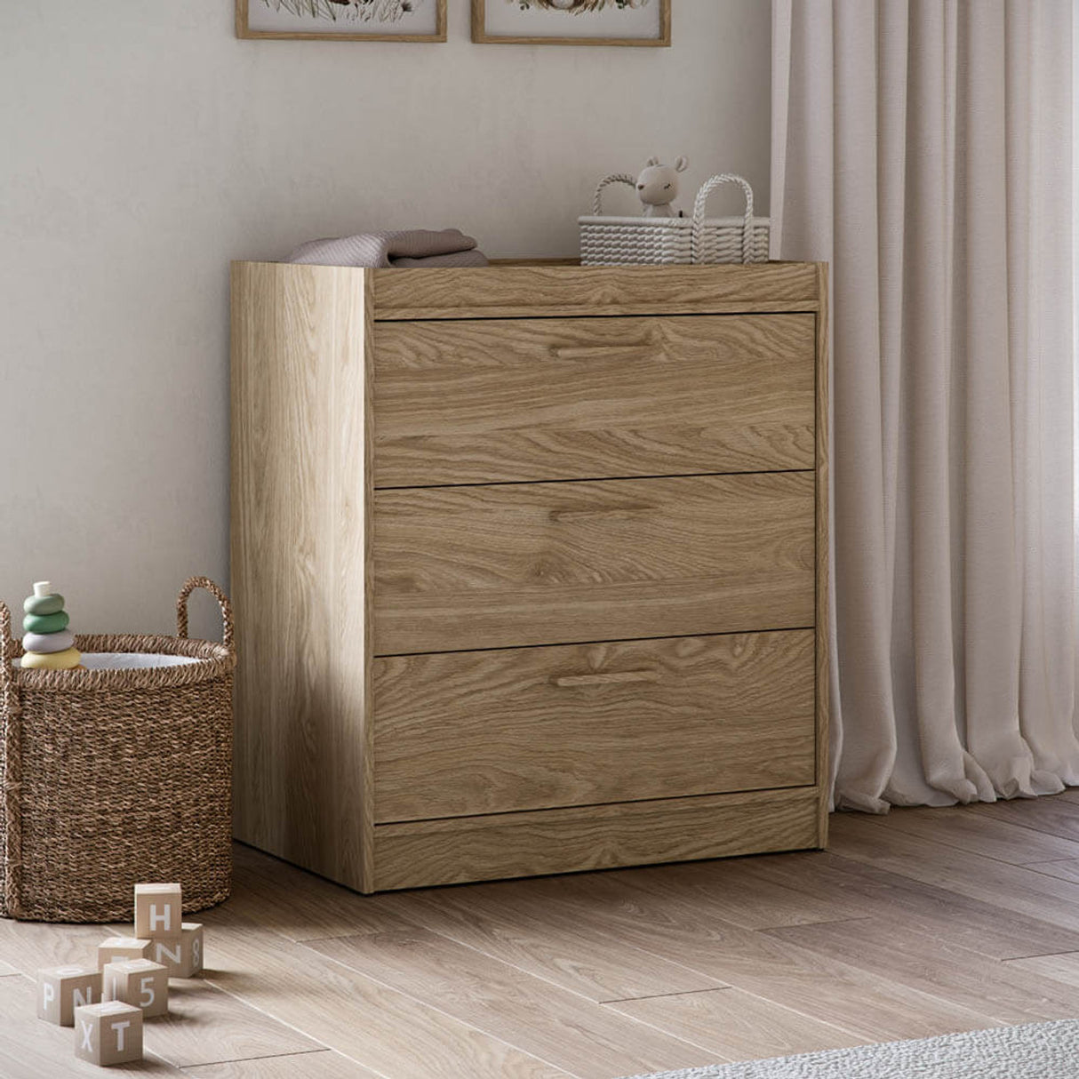 Silver Cross Geneva 3 Piece Nursery Set with Convertible Cot Bed, Dresser & Wardrobe