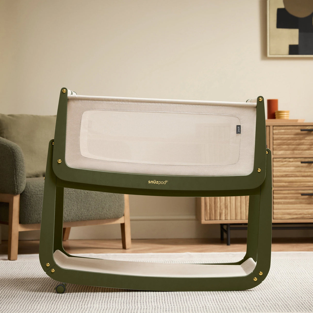 Snuzpod 5 Bedside Crib - Olive