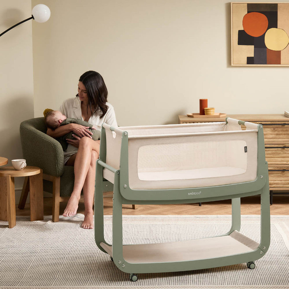 Snuzpod 5 Bedside Crib - Sage 8