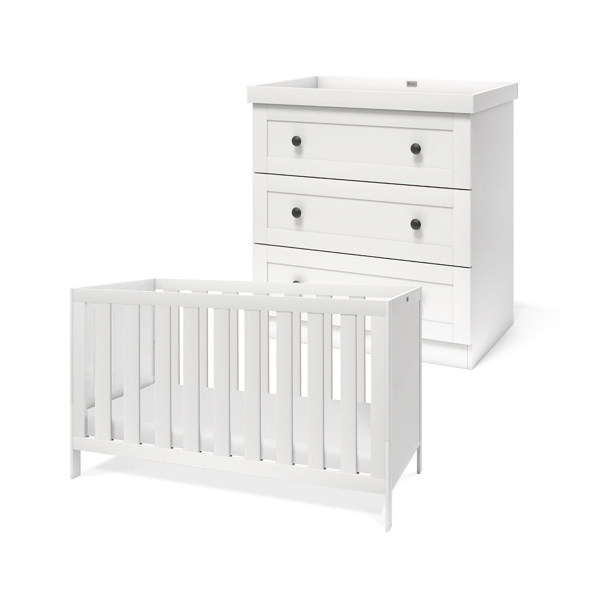 Silver Cross Bromley 2 Piece Cot Bed and Dresser Set - White 2