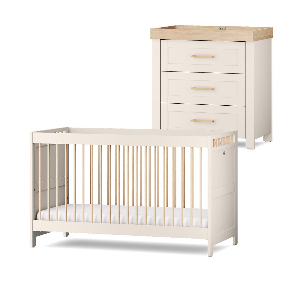 Silver Cross Seville 2 Piece Cot Bed & Dresser Set - Cashmere Oak 2