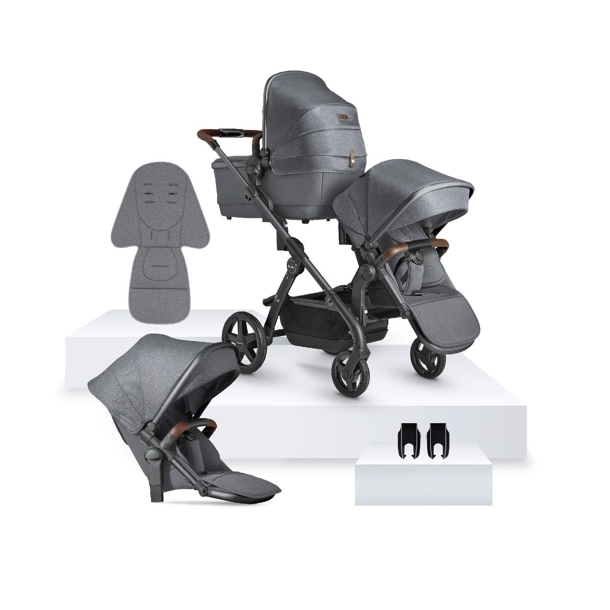 Silver Cross Wave 3 Single to Double Pushchair - Lunar 1