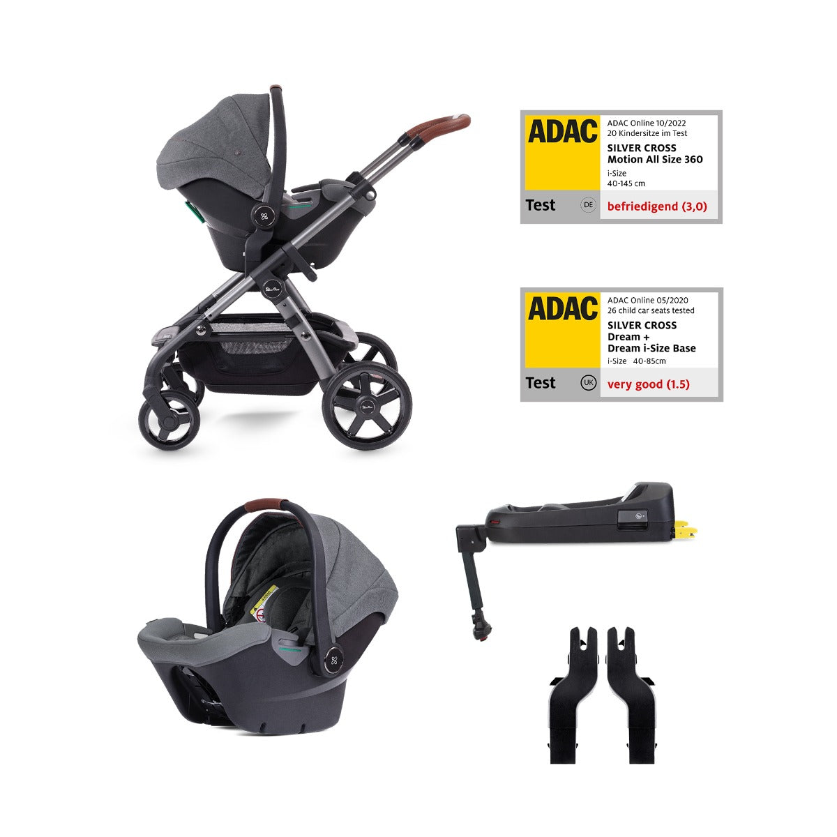 Silver Cross Wave 3 Pram & Pushchair + Ultimate Pack + Motion All Size - Lunar 5